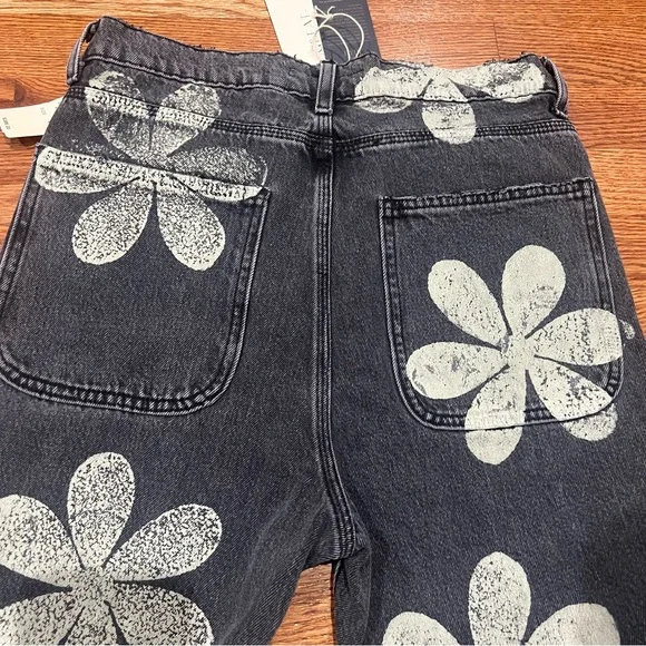 $395 The Great The Hero Black Daisy Stamp Jean Women's Size 25 Made In Usa - Picture 12 of 16